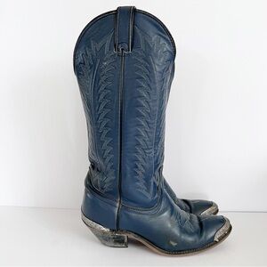 Vintage Laredo Blue Leather Cowboy Boots Western 
 Metal Toe Cowgirl women’s 7